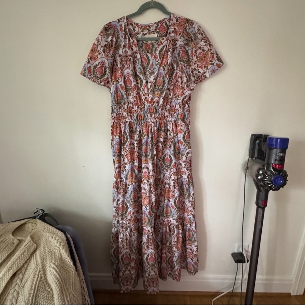 TikTok Fave ❤️ Anthropologie Somerset Paisley Print Maxi Dress Blue Pink Green L - Picture 6 of 10
